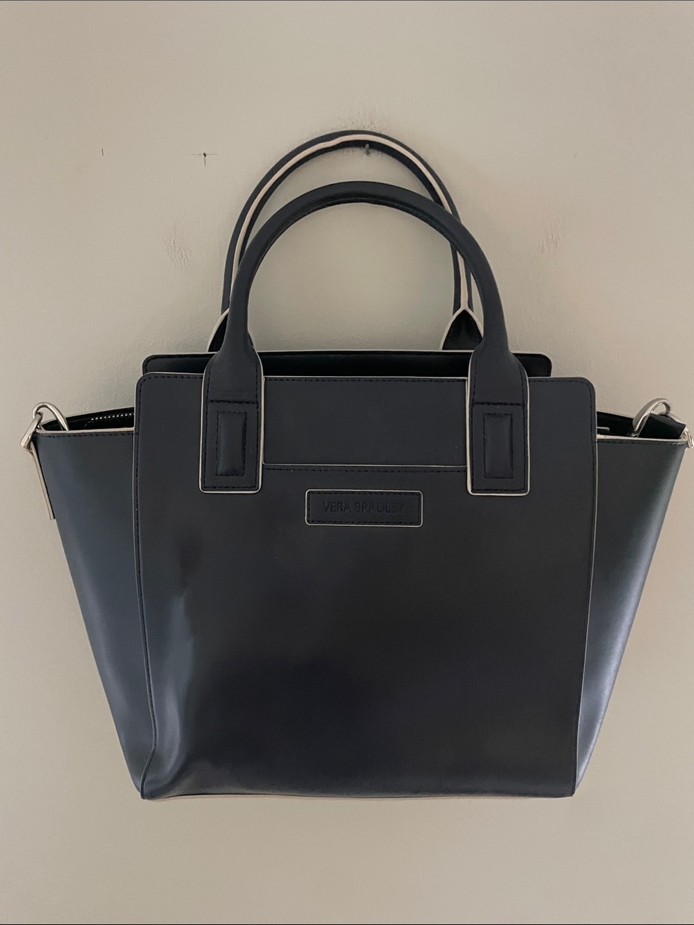 Vera Bradley Black Structured Tote with Top Handles Excellent condition.